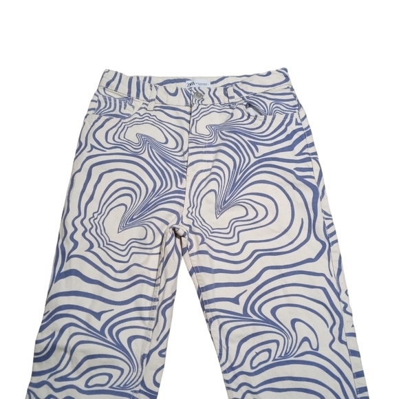 Zara Abstract Marble Print High Rise Straight Leg Pants Women’s Size 8 - Picture 4 of 10